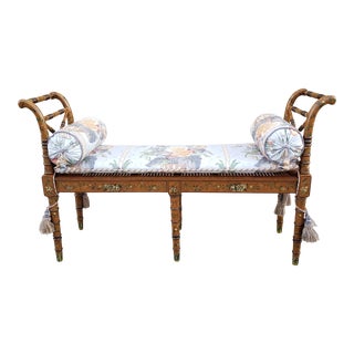 20th Century Regency Style Handpainted Bench by Sarreid Ltd For Sale