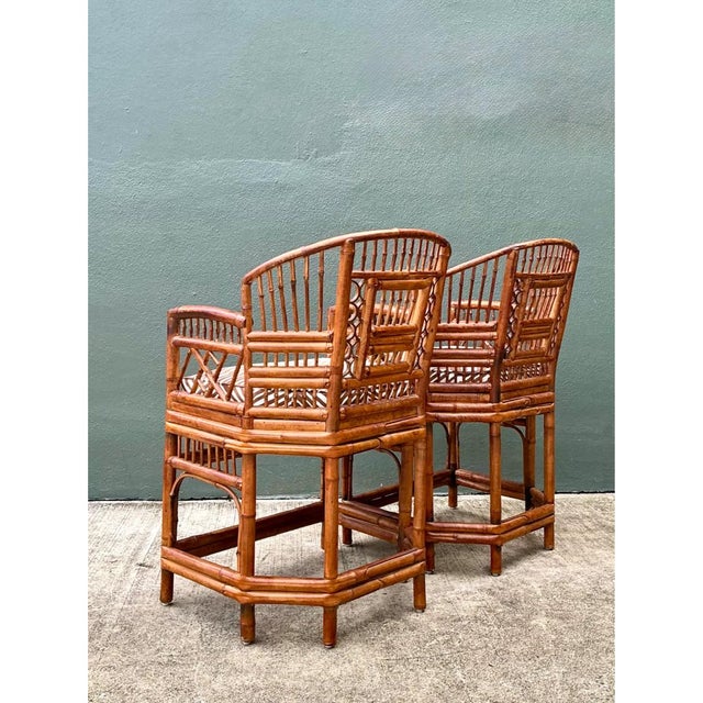 Sienna Vintage Brighton Pavillion Rattan Chairs in Alan Campbell “Zigzag” for Quadrille For Sale - Image 8 of 12