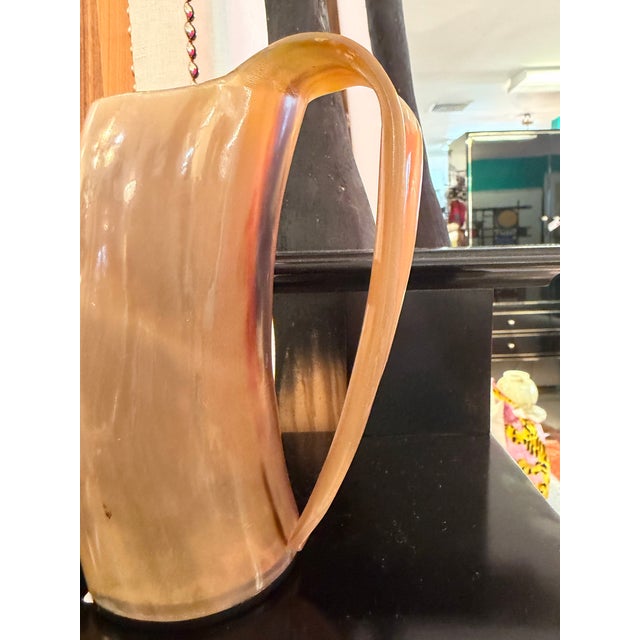 Hand Polished Horn Cup With Curved Handle and Bronze Base For Sale - Image 4 of 7