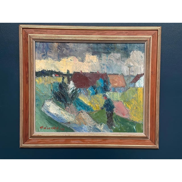 Arnold William Pedersen, Farmhouses, 1960s, Oil on Canvas, Framed For Sale - Image 11 of 18