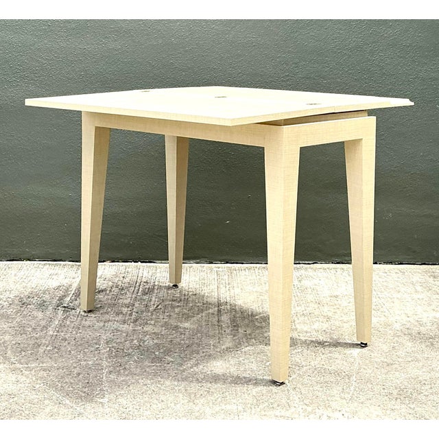 Vintage Custom Built Grasscloth Extendable Console/Game Table For Sale - Image 4 of 12