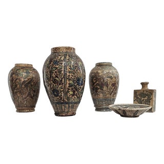 Qajar-Dynasty Pottery Vases, 1900s, Set of 5 For Sale