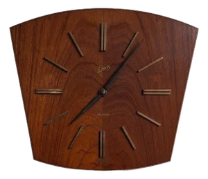 Vintage German Wall Clock with Teak Dial and Brass Numbers from Schatz, 1960s