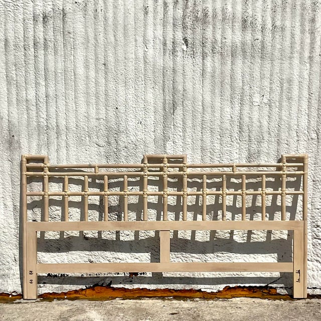 Mid 20th Century Vintage Coastal Rattan King Headboard For Sale In West Palm - Image 6 of 7