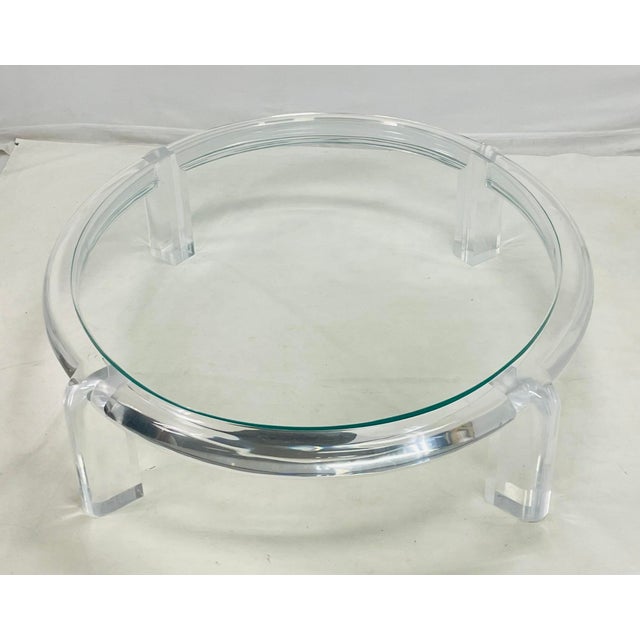 Karl Springer 1970s Lucite & Glass Coffee Table Attributed to Karl Springer, Model Mark II For Sale - Image 4 of 16