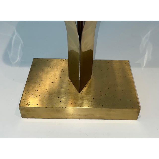 1970s Mid Century Modern Important sculptural brass lamp with an amethyst stone by Willy Daro For Sale - Image 10 of 12