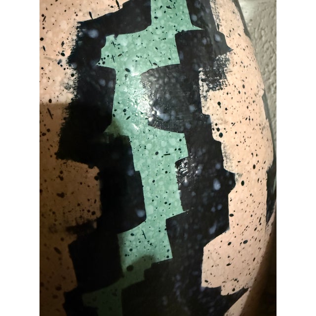 Mid-Century Modern Artful Painting Like Mid Century Modern Turned Pottery Ceramic Lamp For Sale - Image 3 of 10