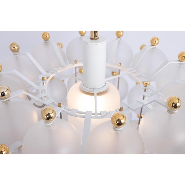 Large Frosted Glass and Brass Chandelier from Kinkeldey, Germany, 1970s For Sale - Image 14 of 18