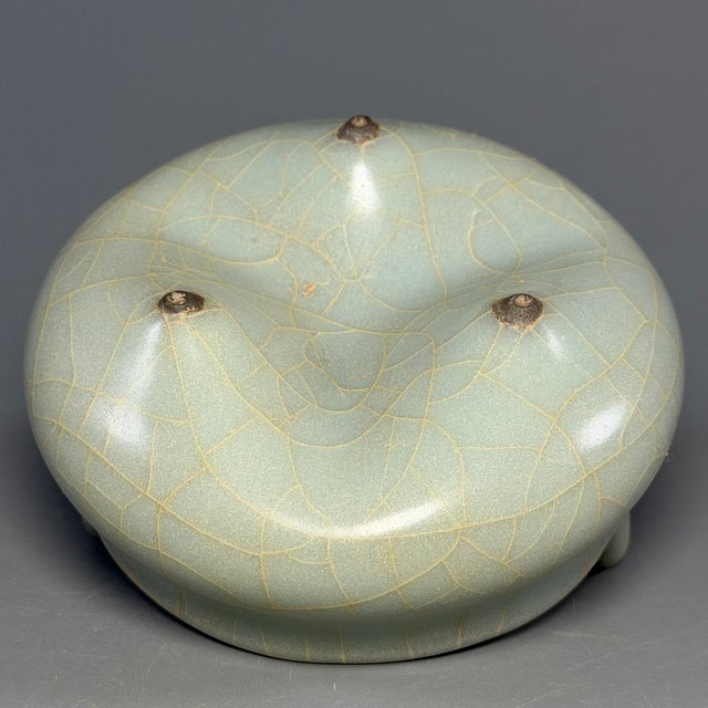 Antique Chinese Official‑Style Celadon Tripod Censer With Loop Handles For Sale - Image 6 of 7