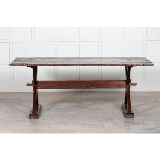 English Oak X-Framed Farmhouse Refectory Table, 1970s For Sale - Image 11 of 18