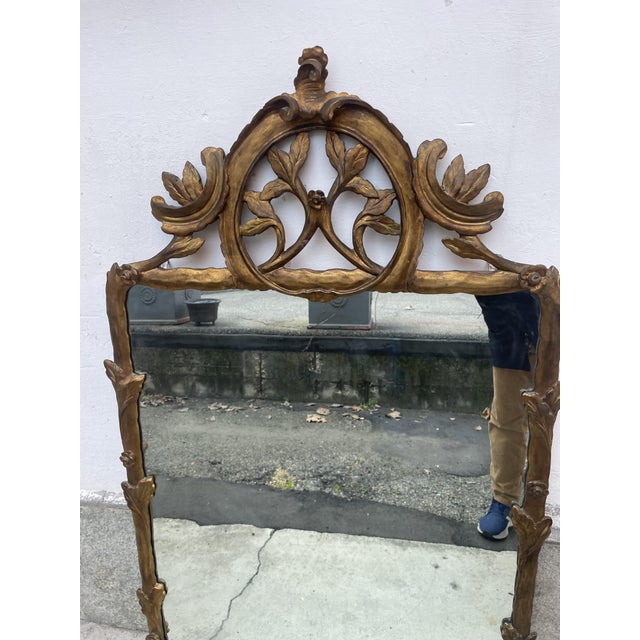 Wood Mirror with Gilt Wood Decoration, 1940s For Sale - Image 7 of 11