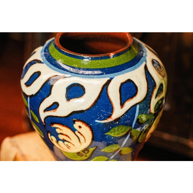 Early 20th Century Miniature Colorful Painted Glazed Antique Pottery Art Nouveau Style Vase For Sale - Image 5 of 11