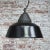Vintage Industrial Black Enamel Cast Iron Clear Glass Hanging Lights For Sale - Image 4 of 5