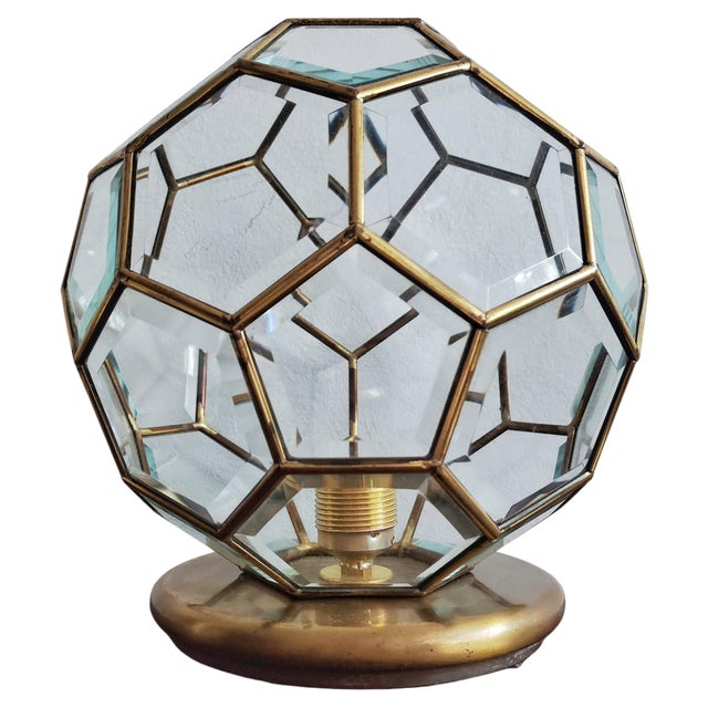Lamp in Brass & Faceted Glass in the style of Adolf Loos, Austria, 1950s For Sale