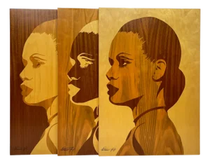 Criscione Luige, Figurative Triptych, 1980s, Wood, Set of 3