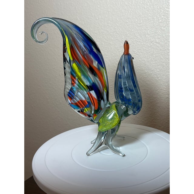 Mid-Century Modern Large Vintage Hand Blown Glass Murano Rooster For Sale - Image 3 of 5