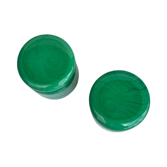 Glass Malachite Glass Containers – Czechoslovakia, 1970s For Sale - Image 7 of 10
