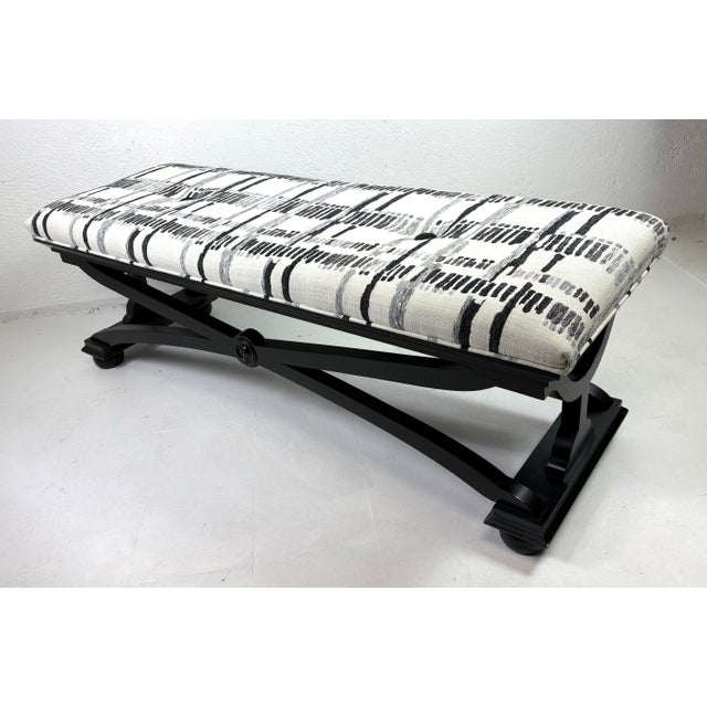 Mid-Century Vintage Empire Inspired Newly Upholstered Bench For Sale - Image 12 of 12