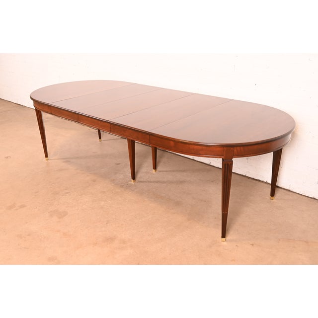 Kindel Furniture French Regency Louis XVI Cherry Wood Extension Dining Table, Newly Refinished For Sale - Image 15 of 15