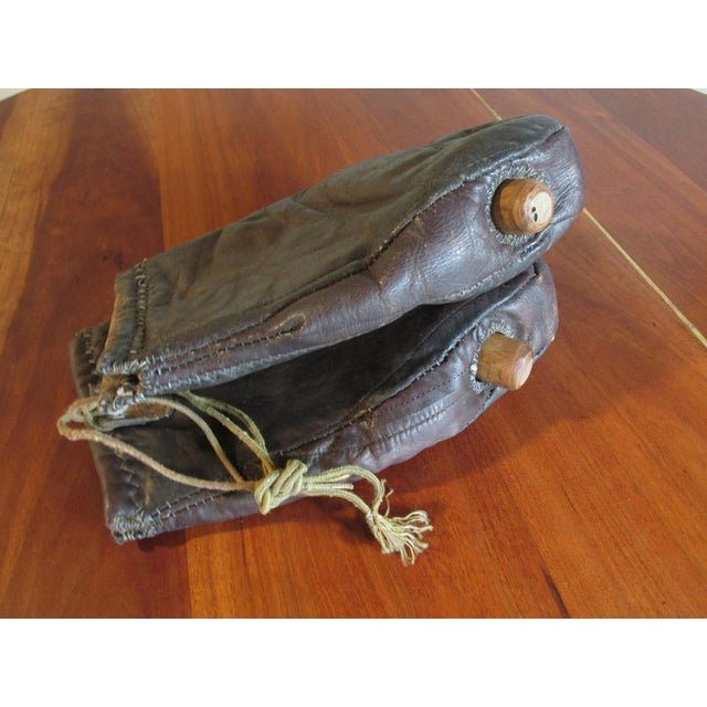 Antique 1930s Custom Made Leather Thumbless Boxing Gloves With Wooden Inserts For Sale - Image 11 of 13