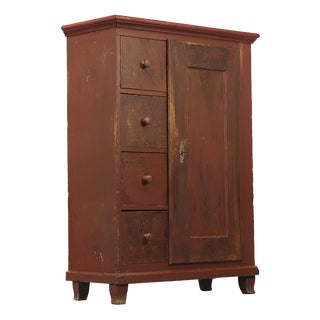 Antique Farmhouse Painted Bread Cabinet For Sale
