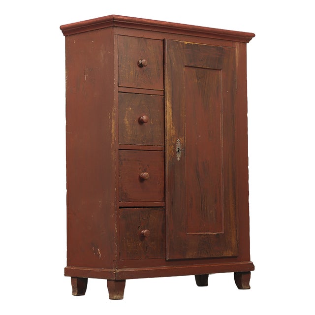 Antique Farmhouse Painted Bread Cabinet For Sale