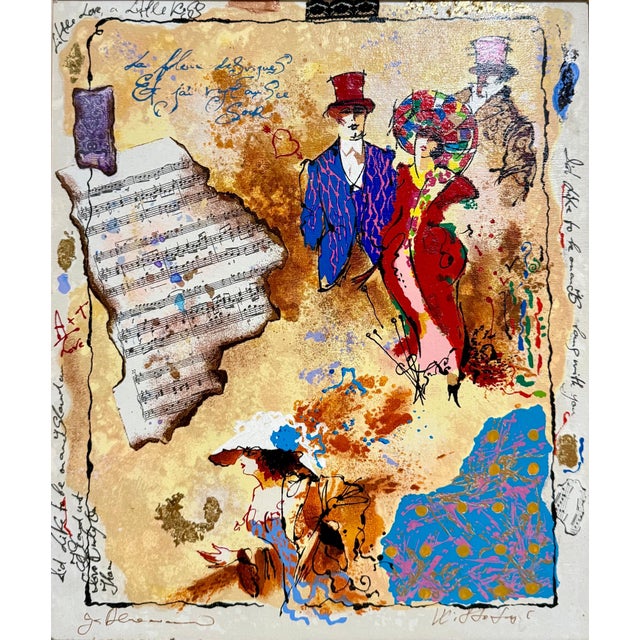 Mixed media collage print serigraph on canvas. Hand signed Dimensions: 22 X 19 inches including the frame Post Soviet...