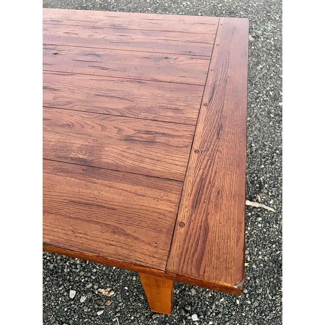 Wood Broyhill Attic Heirloom Rustic Oak Farmhouse Dining Table For Sale - Image 7 of 7