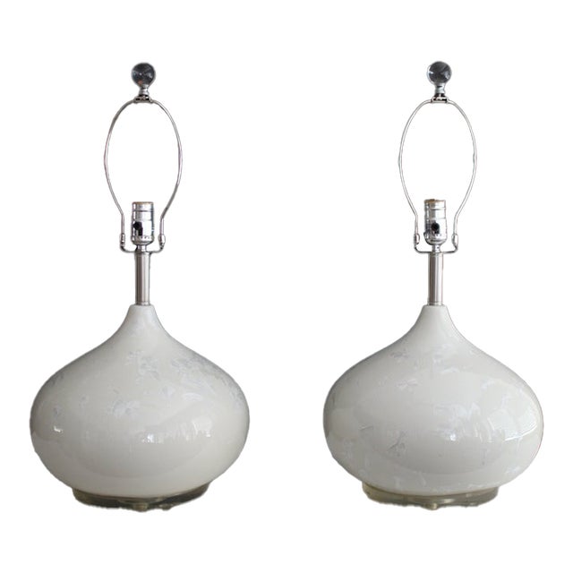 Pair of Lotte and Gunner Bostlund Crystalline Lamps For Sale