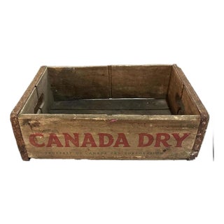 Mid-Century Rustic Canada Dry Wooden Soda Crate With Metal Bracing For Sale