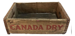 Mid-Century Rustic Canada Dry Wooden Soda Crate With Metal Bracing
