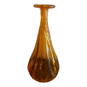 1970s Franco Glassware Orange Swirl Glass Vase, Made in Italy