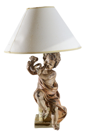 Wooden Angel Cherub Lamp