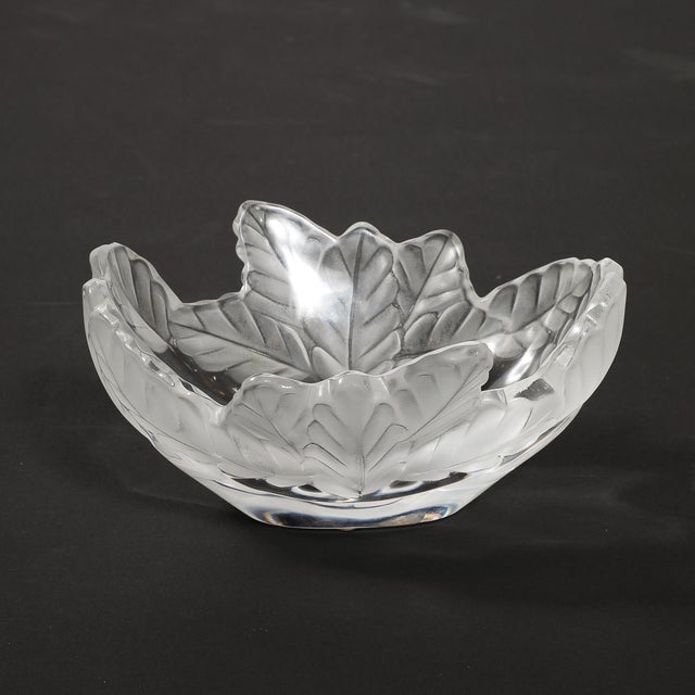 Mid-Century Modernist Lalique "Compiegne" Frosted & Clear Glass Bowl For Sale - Image 12 of 17