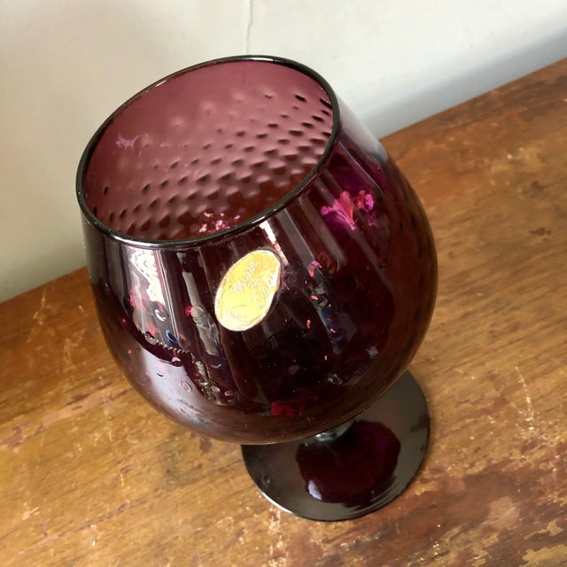 Mid century amethyst glass compote by Empoli. Made in Italy.
