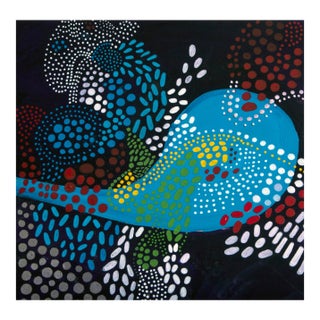 An Afternoon in the Park — Abstract Expressionist Painting, Oil Markers and Acrylics on Canvas, 12 × 12 In For Sale