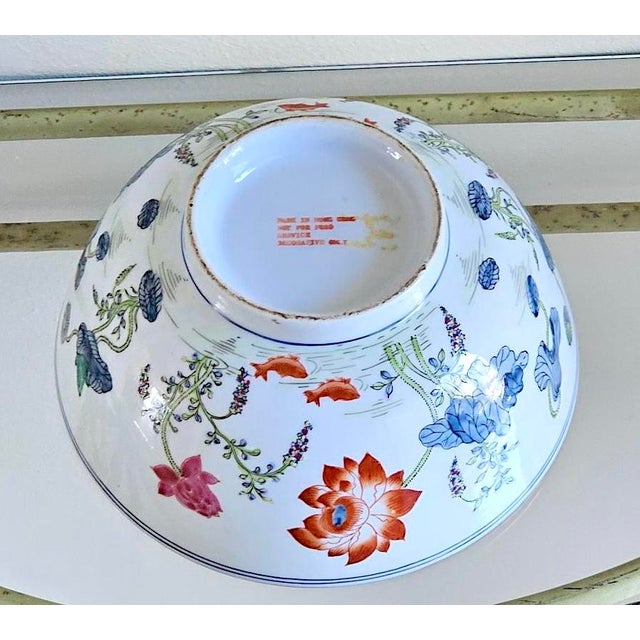 White Mid-Century Chinoiserie Decorative Porcelain Centerpiece Bowl For Sale - Image 8 of 10