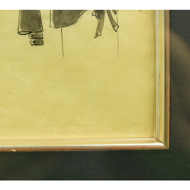 Traditional Lanvin of Paris C1920s Fashion Model Original Watercolour For Sale - Image 3 of 7
