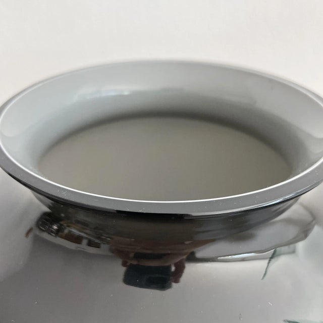 1980s Vintage Smokey Gray Signed Cenedese Murano Cased Glass Large Vases For Sale - Image 5 of 9