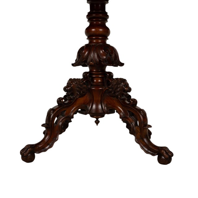 Traditional 19th Century Renaissance Revival Carved Lion Oval Center Table For Sale - Image 3 of 17