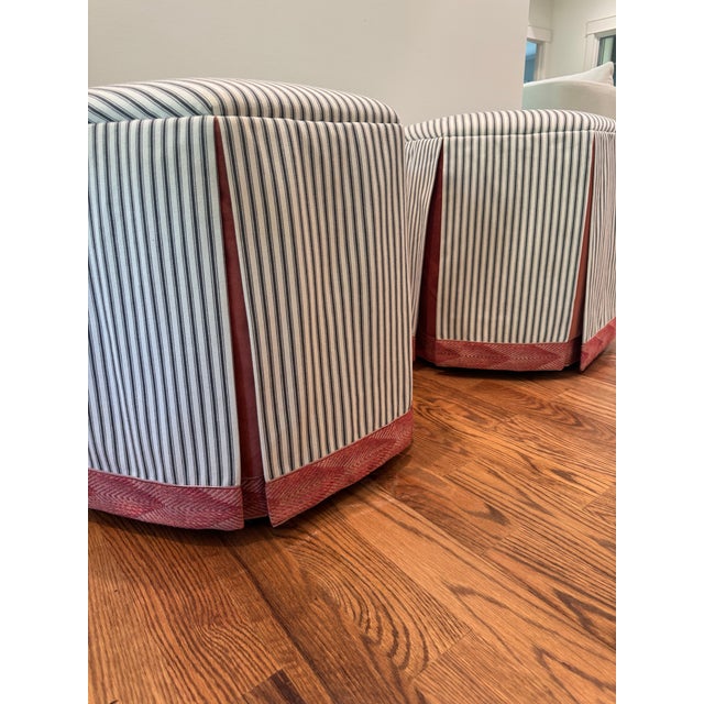 Lee Industries 8621-00 French Ticking Ottoman- Set of 2 For Sale In Greenville, SC - Image 6 of 12