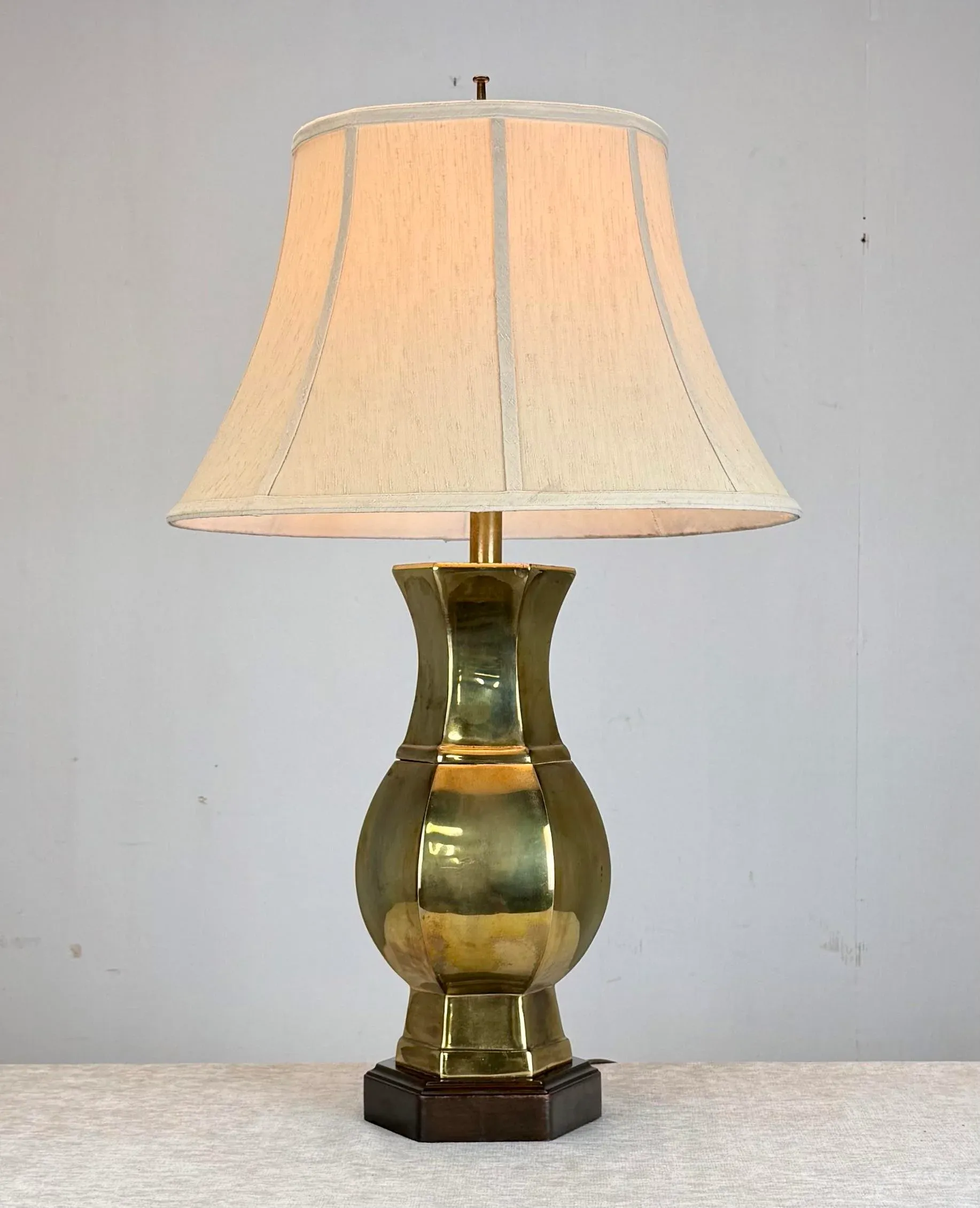 Mid 20th Century Frederick Cooper Hexagonal Brass & Wood