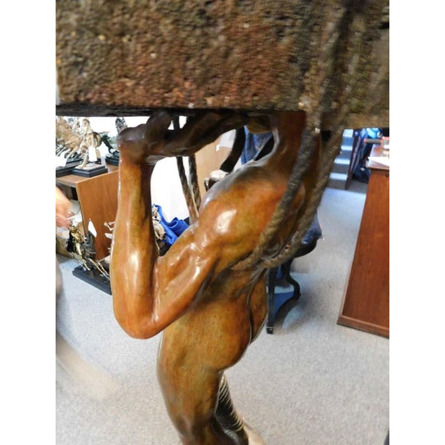 Bronze Renzo "Awake" Bronze Sculpture Hand Signed Artwork 58h X 26w X 16d For Sale - Image 8 of 17