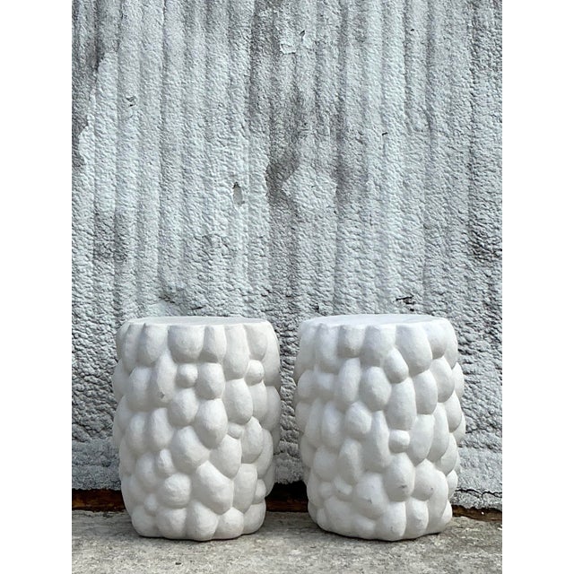 Discover the charm of these Vintage Boho Biomorphic Low Stools, a stunning pair that blends organic design with timeless...