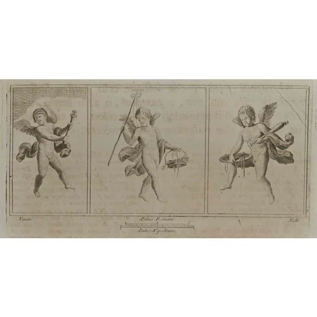Cupid In Three Frames from "Antiquities of Herculaneum" is an etching on paper realized by Carlo Nolli in the 18th...