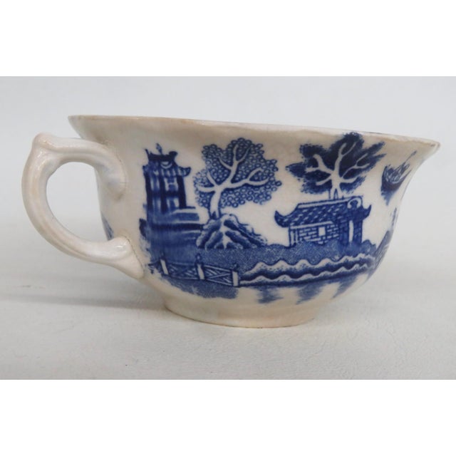 Early 20th Century Allertons England Tea Coffee Cup and Saucer 2pc Set White and Blue Ceramic For Sale - Image 10 of 13