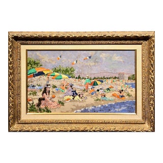 Suzanne Eisendieck -1960s Cros-De-Cagnes Beach Scene Oil Painting For Sale