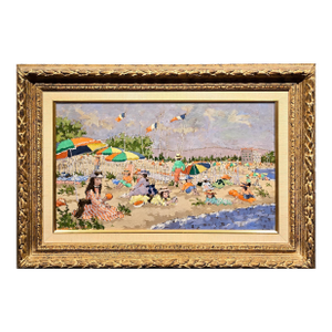 Suzanne Eisendieck -1960s Cros-De-Cagnes Beach Scene Oil Painting