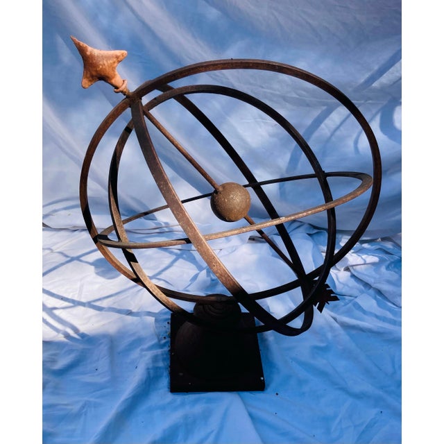 Vintage Rusted Iron Armillary Late 20th Century For Sale - Image 9 of 10