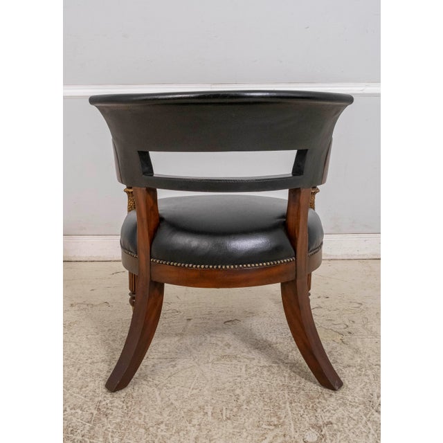 1980s 1980s Maitland Smith Set of 4 Empire Style Barrel Back Leather Club Chairs For Sale - Image 5 of 18
